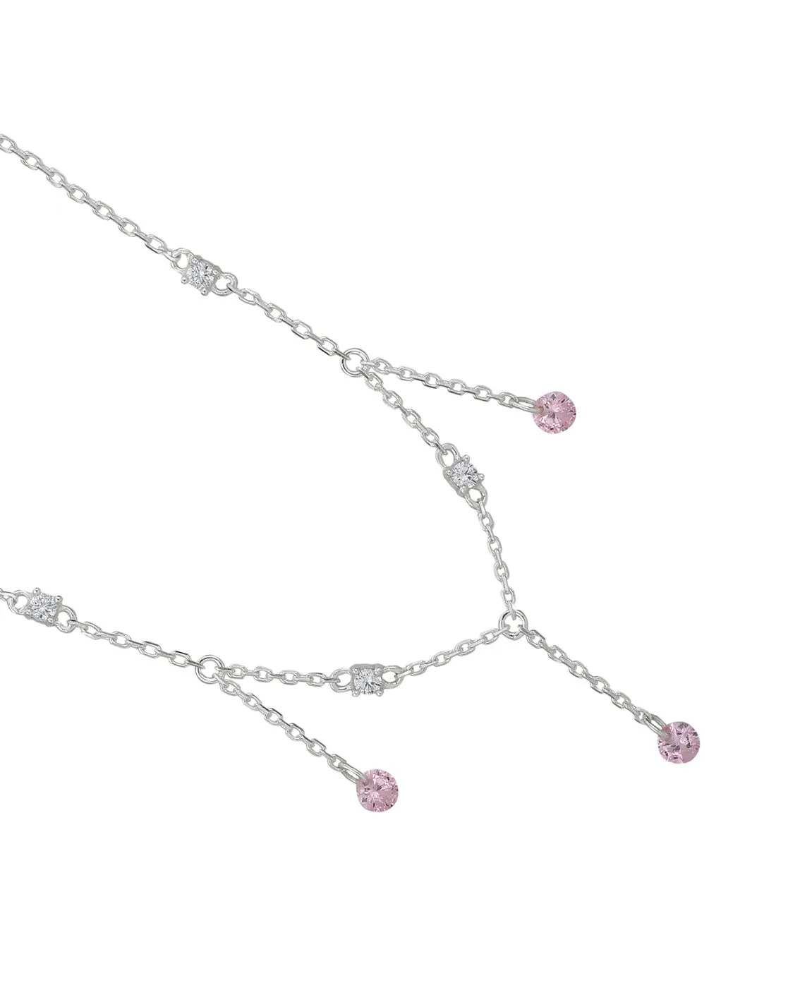 Carlton London  Rhodium Plated Classic Necklace With Dangling Solitaire