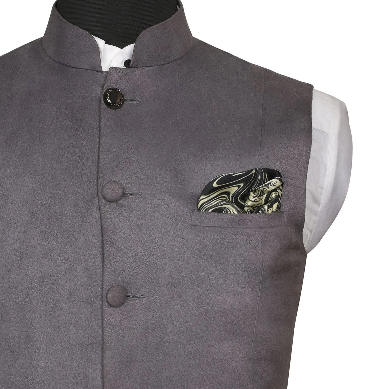Chokore Black & Off-White Silk Pocket Square from the Marble Design range