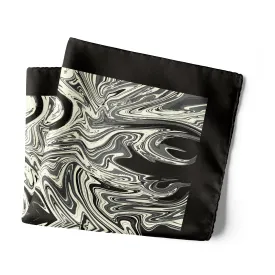 Chokore Black & Off-White Silk Pocket Square from the Marble Design range