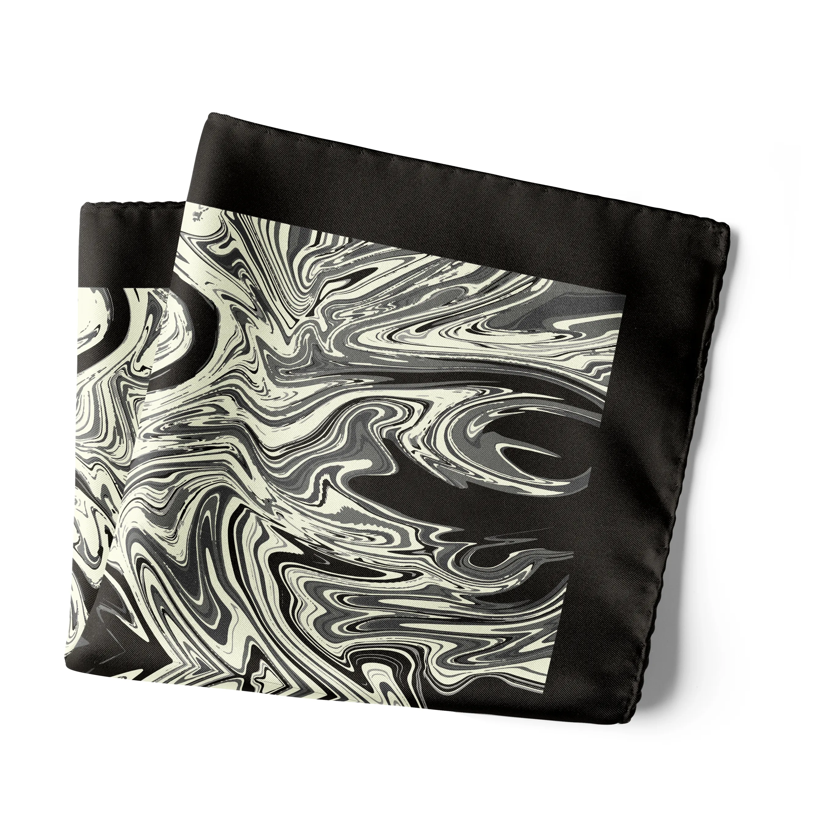 Chokore Black & Off-White Silk Pocket Square from the Marble Design range