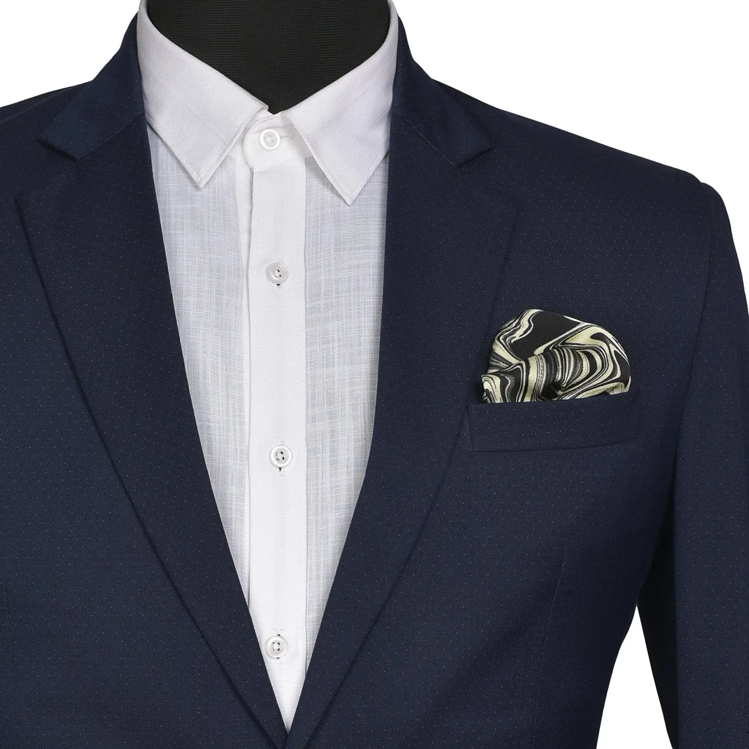 Chokore Black & Off-White Silk Pocket Square from the Marble Design range