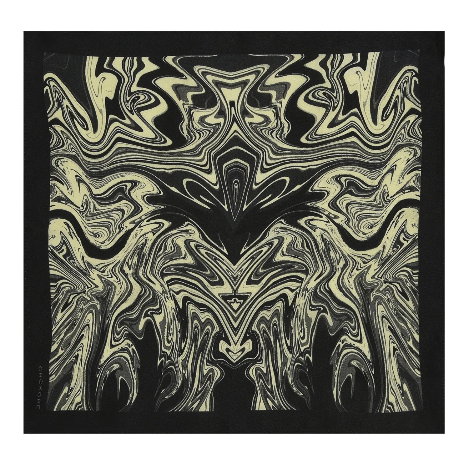 Chokore Black & Off-White Silk Pocket Square from the Marble Design range