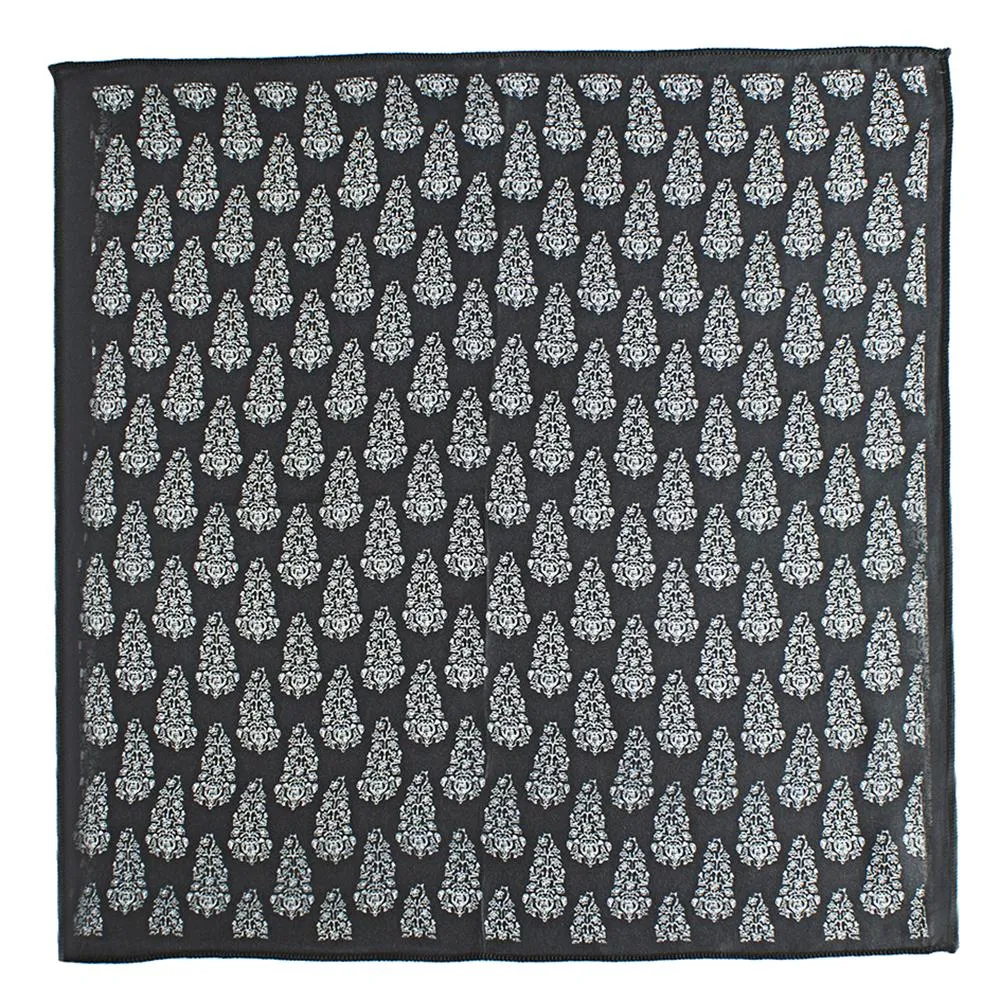 Chokore Black Silk Pocket Square - Indian At Heart line
