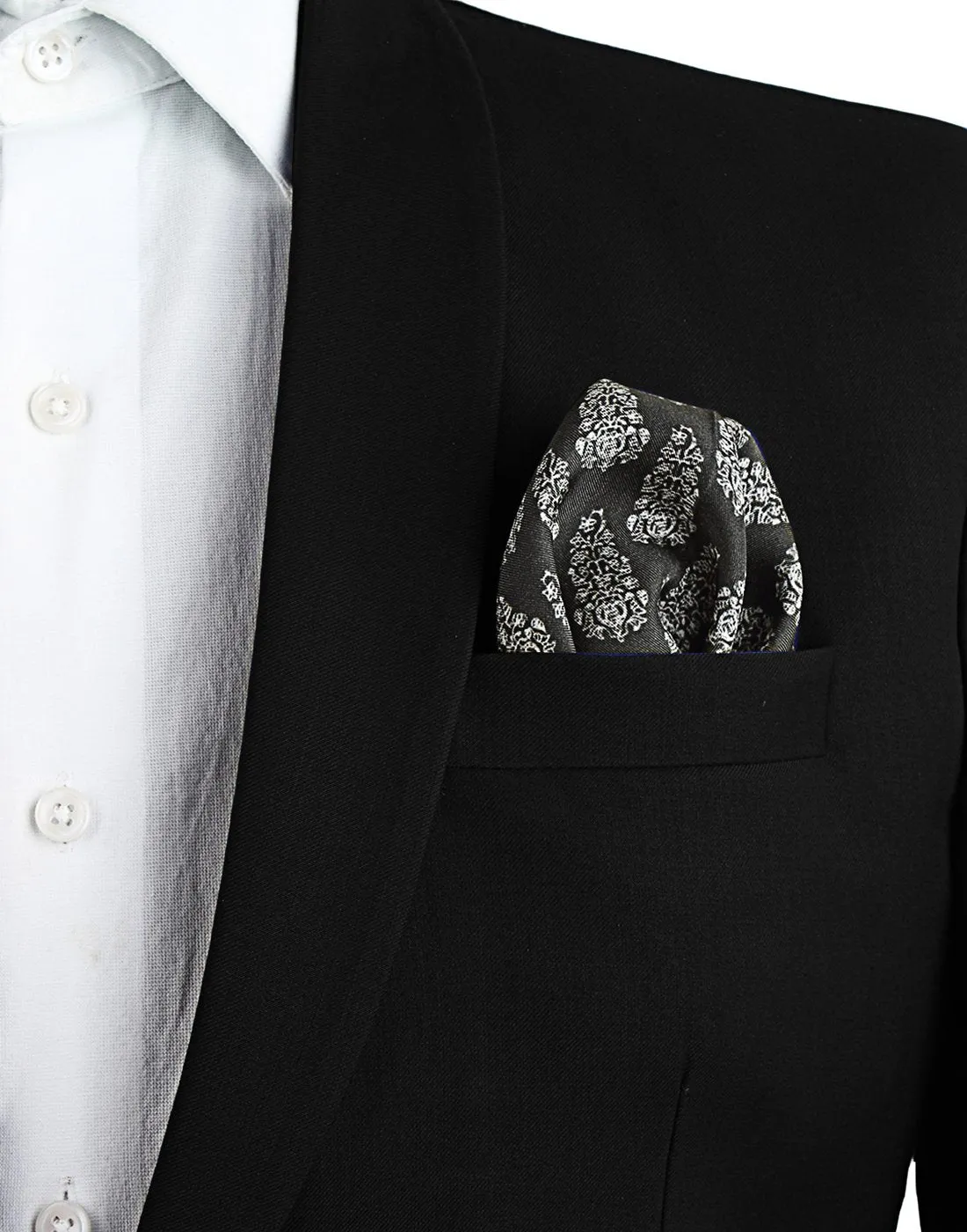 Chokore Black Silk Pocket Square - Indian At Heart line