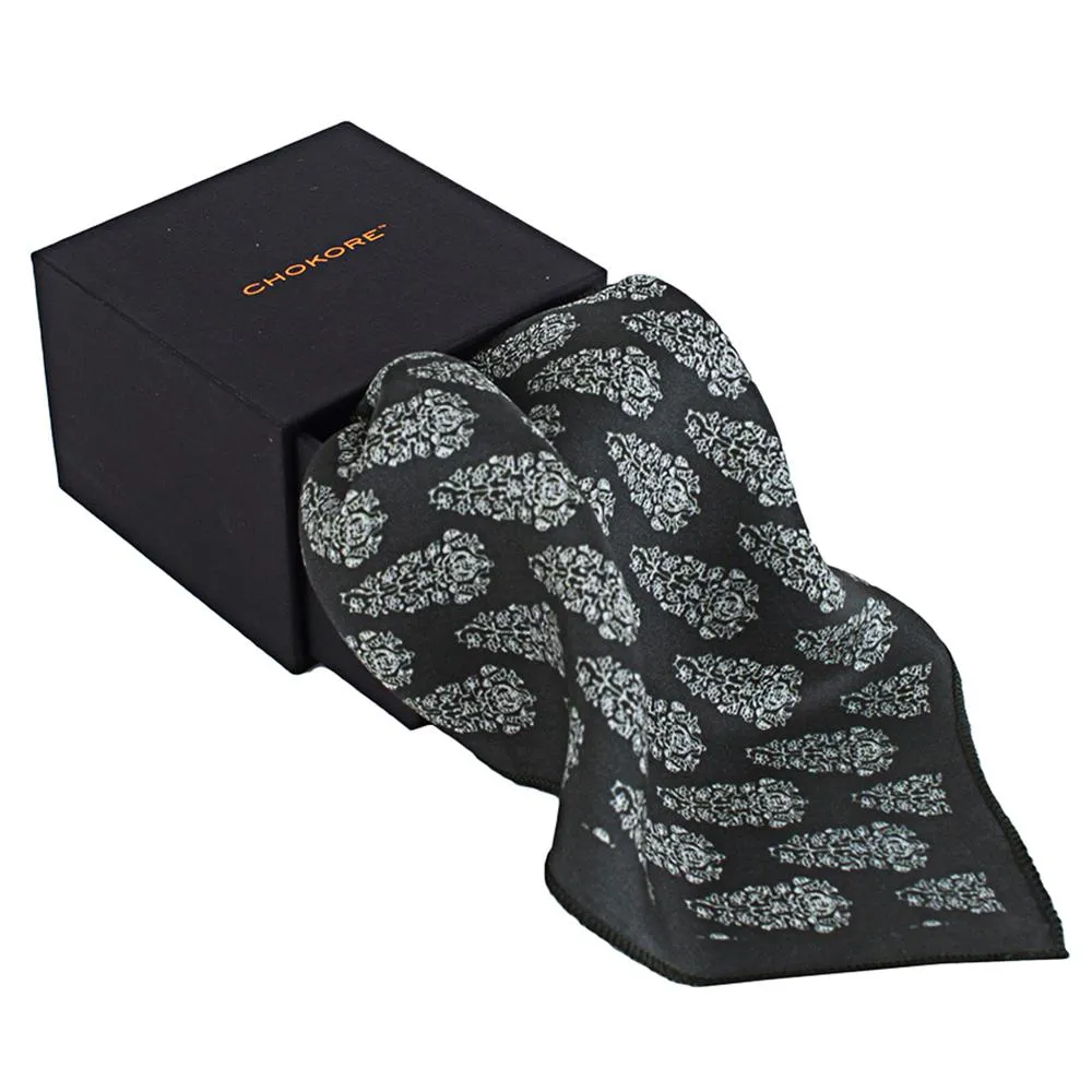 Chokore Black Silk Pocket Square - Indian At Heart line