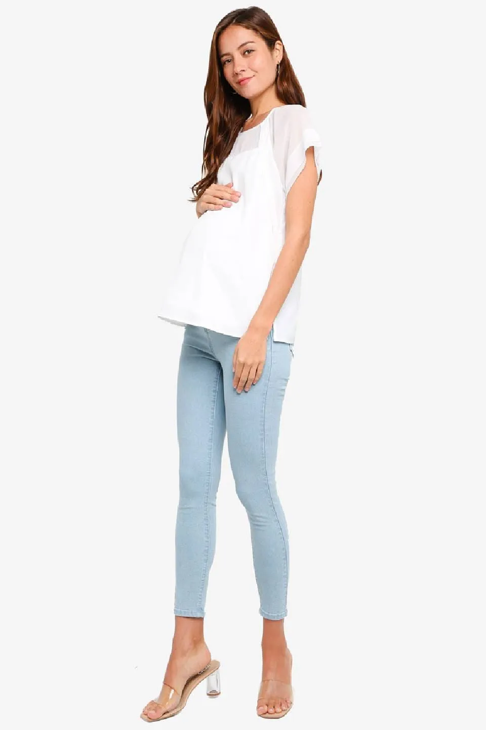 Debs Short Sleeve Nursing Top White