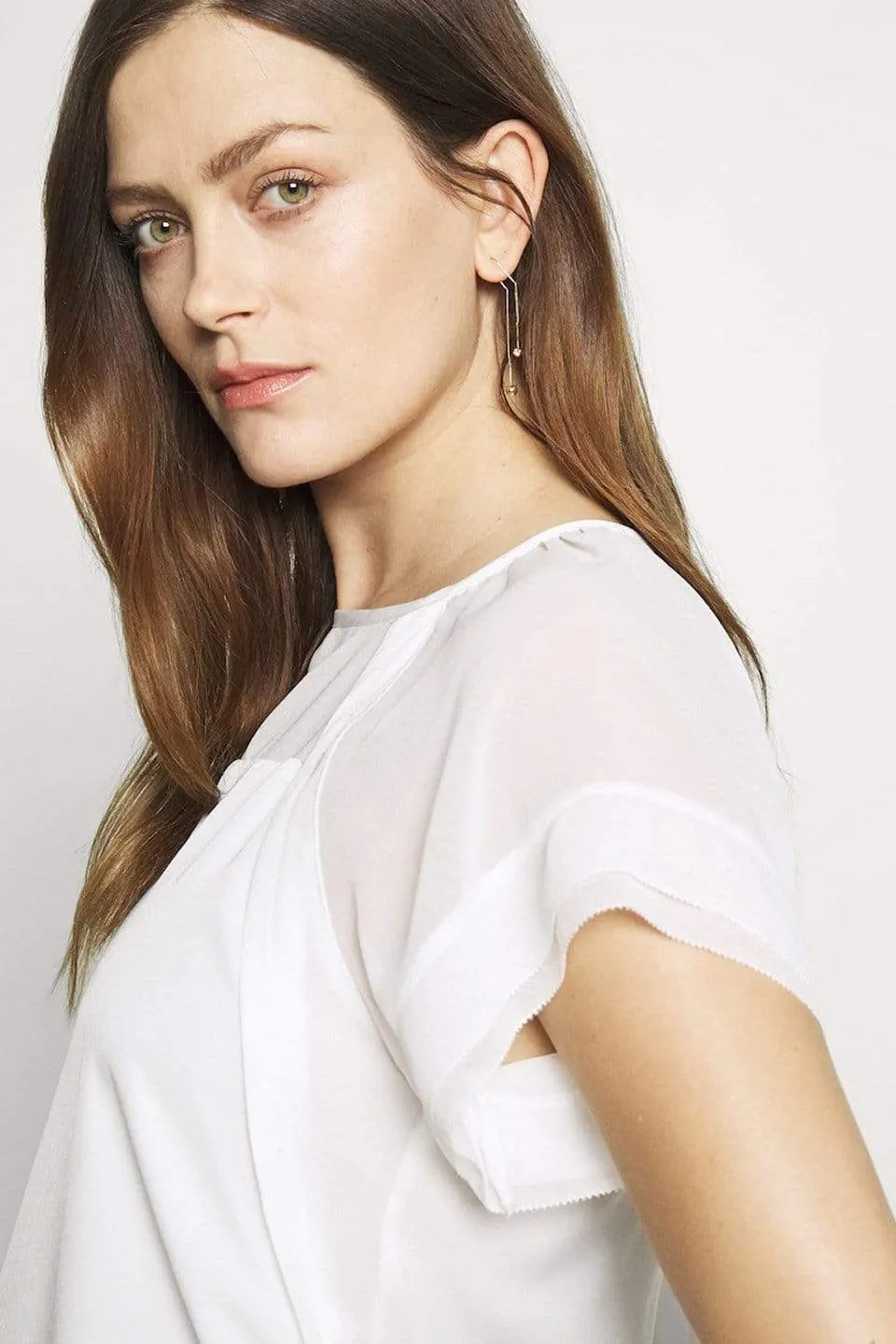 Debs Short Sleeve Nursing Top White