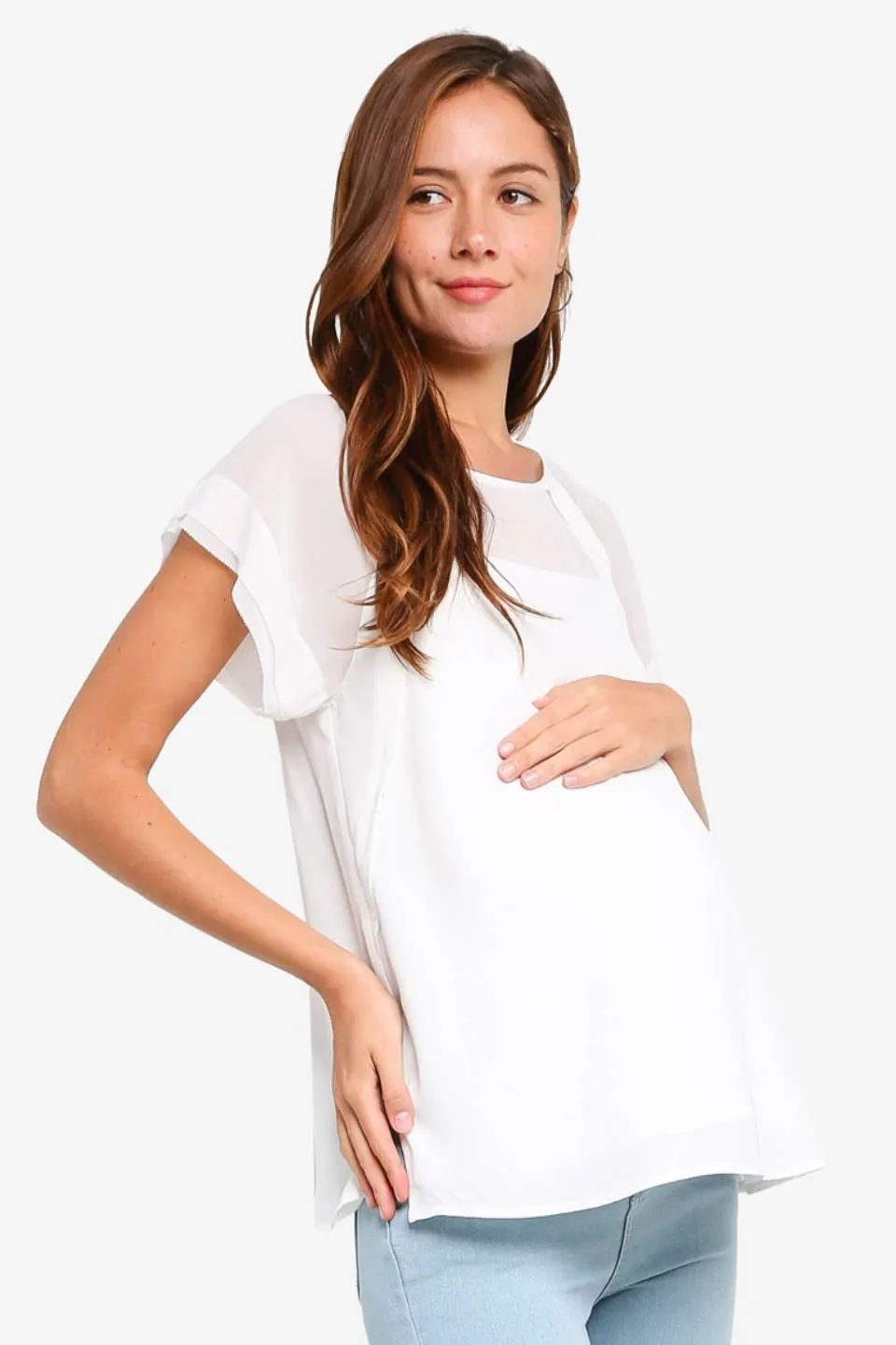 Debs Short Sleeve Nursing Top White