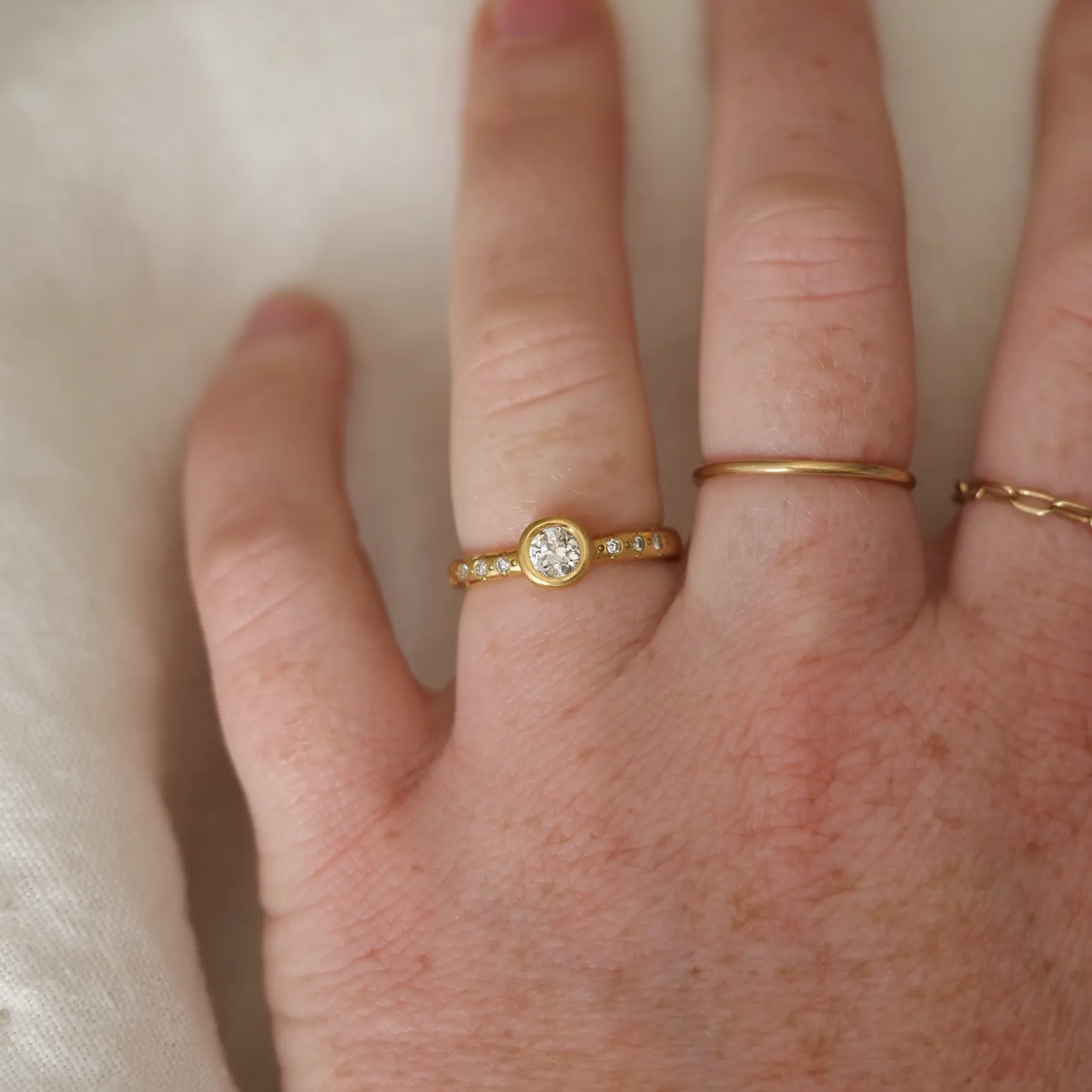 Delicate Bezel Ring with Diamonds - One of a Kind