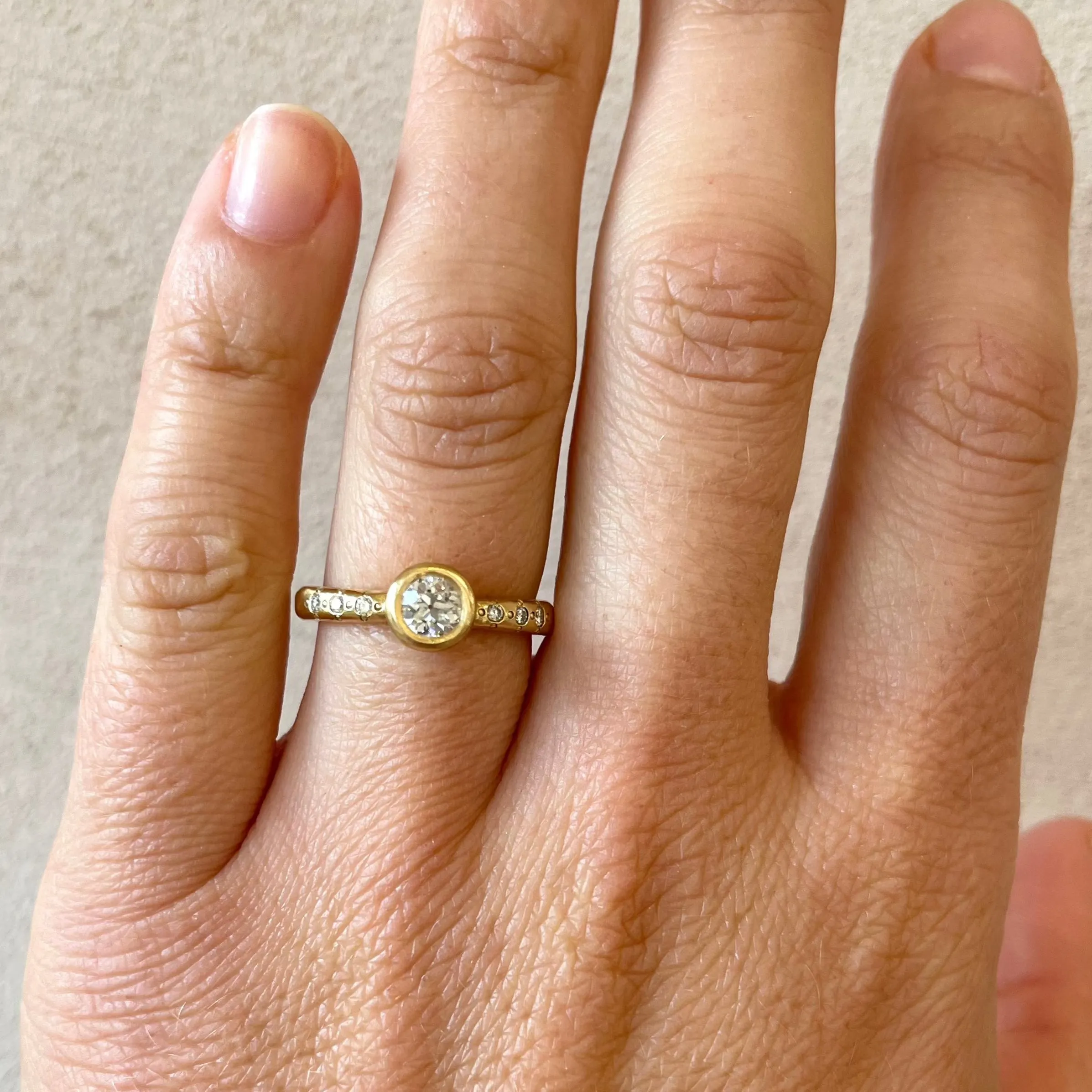 Delicate Bezel Ring with Diamonds - One of a Kind