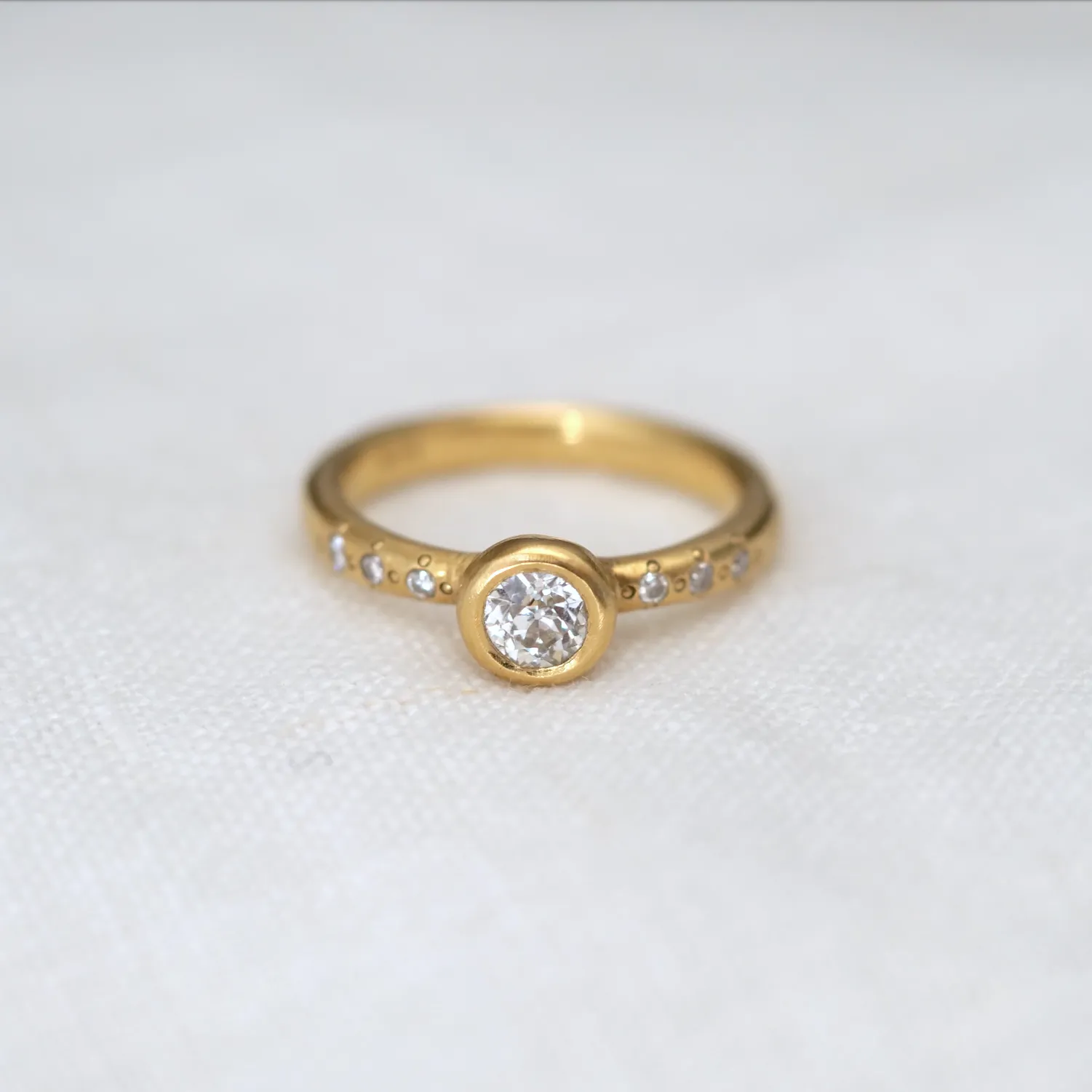 Delicate Bezel Ring with Diamonds - One of a Kind