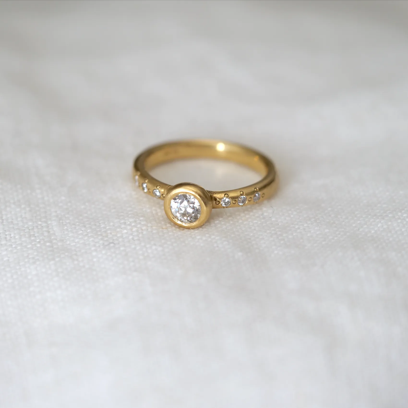 Delicate Bezel Ring with Diamonds - One of a Kind