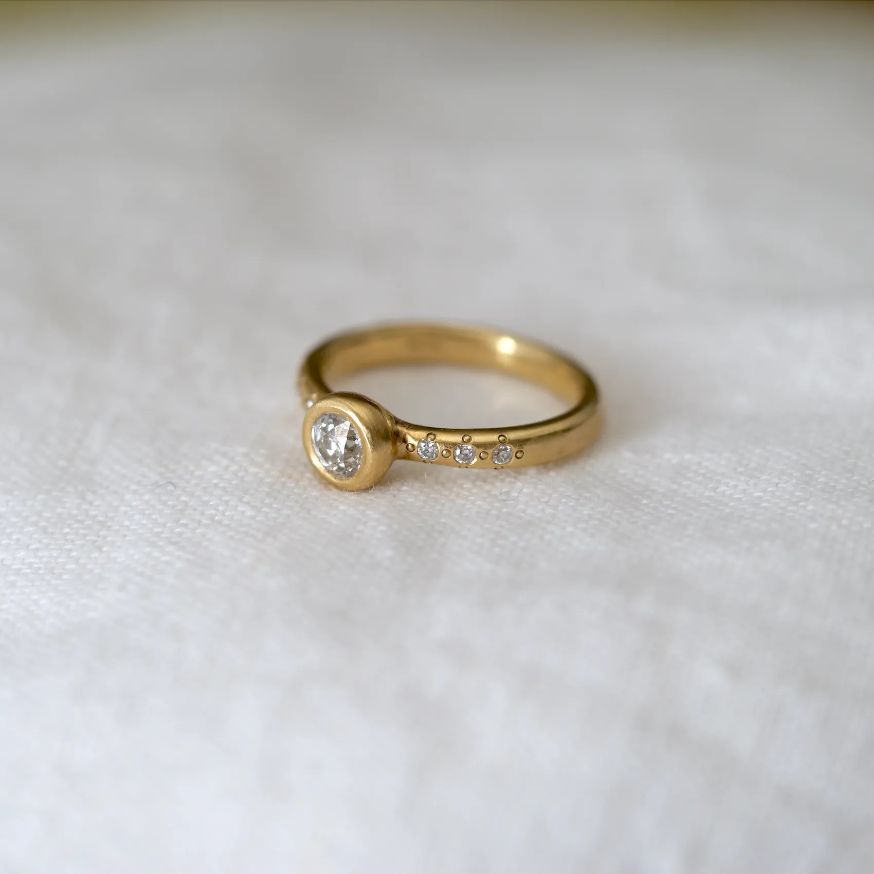 Delicate Bezel Ring with Diamonds - One of a Kind