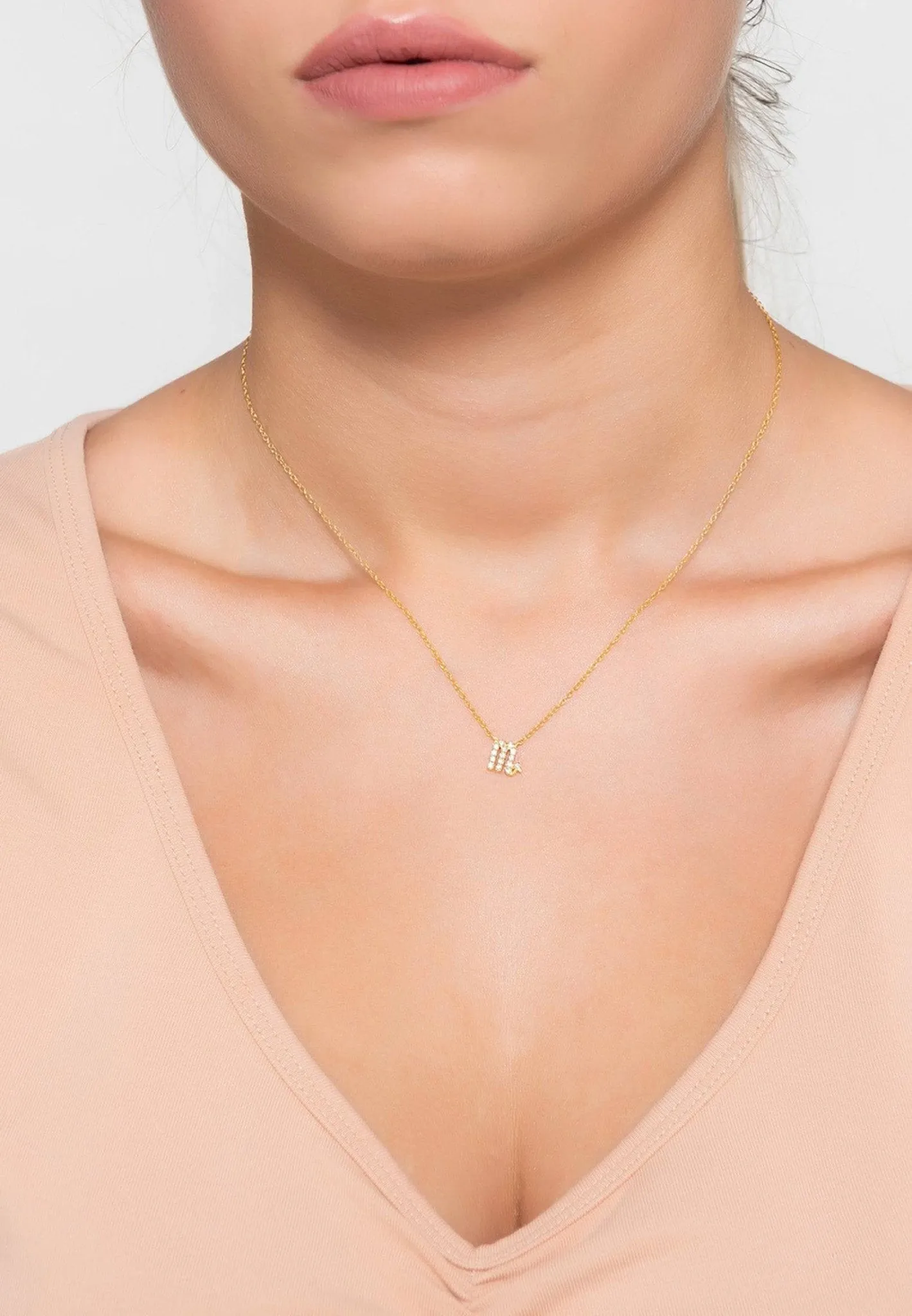 Diamond Zodiac Necklace Gold Scorpio