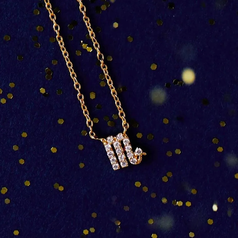 Diamond Zodiac Necklace Gold Scorpio