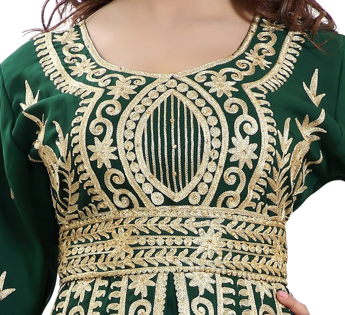 Dubai Gown Machine Embroidered Wedding Dress