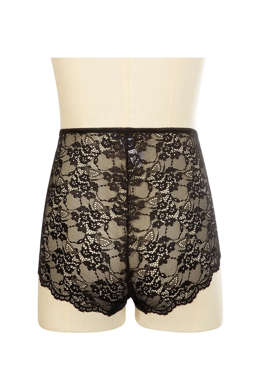 Elysian Hi Waist Lace Knickers (Black)