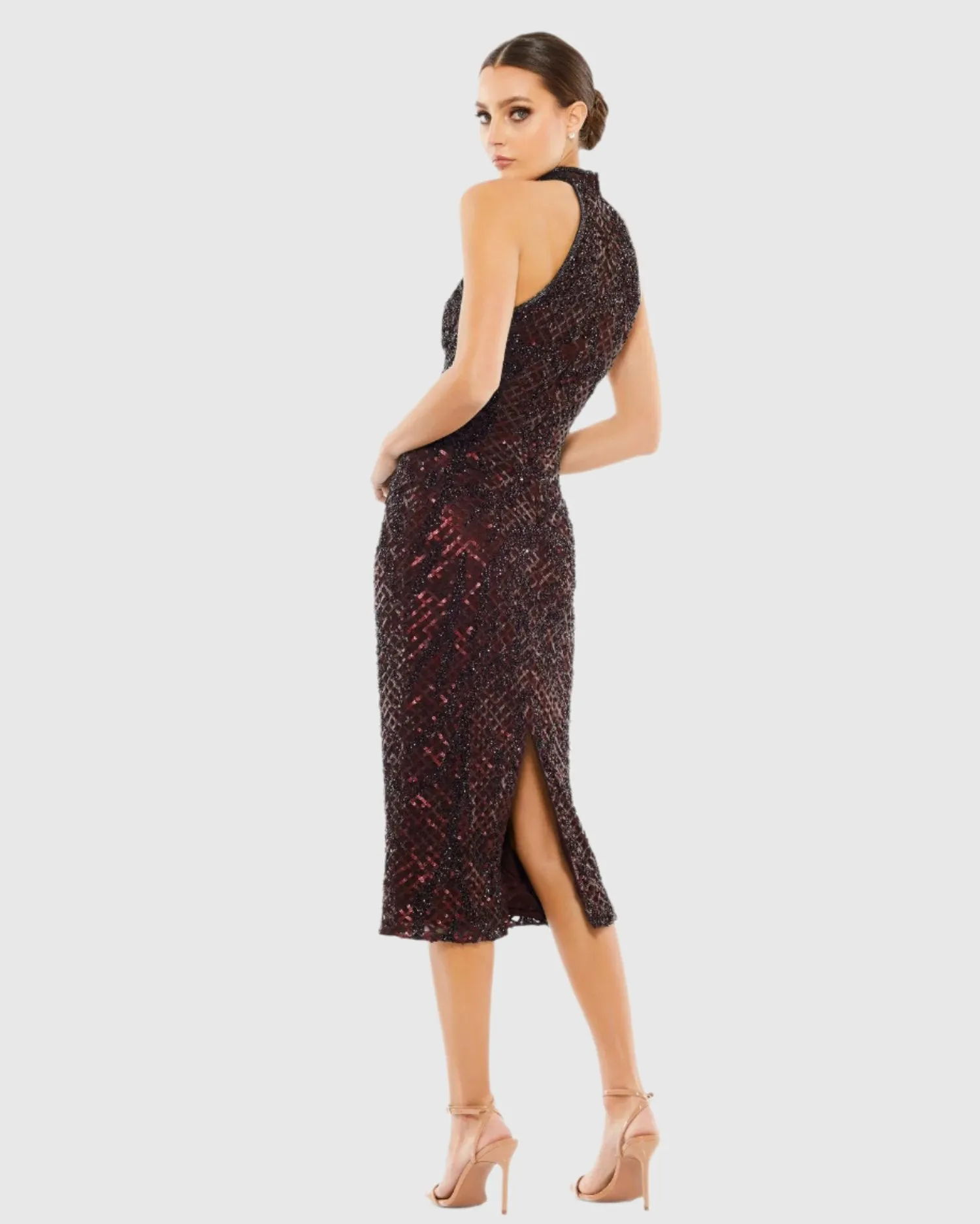 Embellished Halter Midi Dress