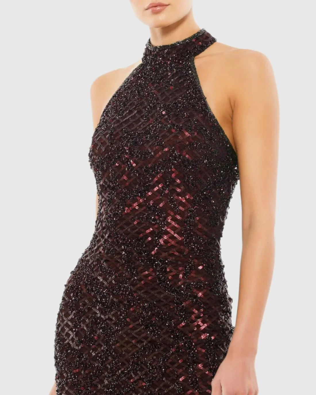 Embellished Halter Midi Dress