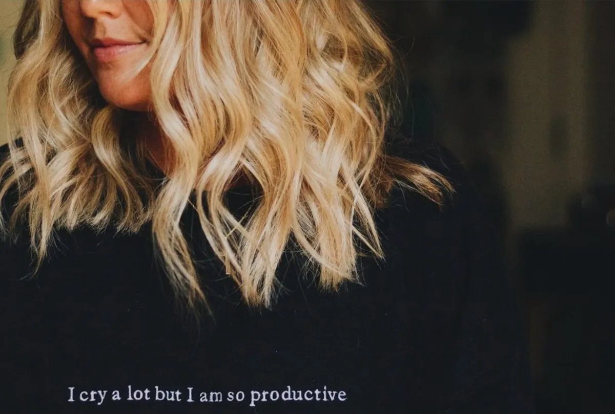 Embroidered 'I Cry A Lot But' Crewneck Sweatshirt