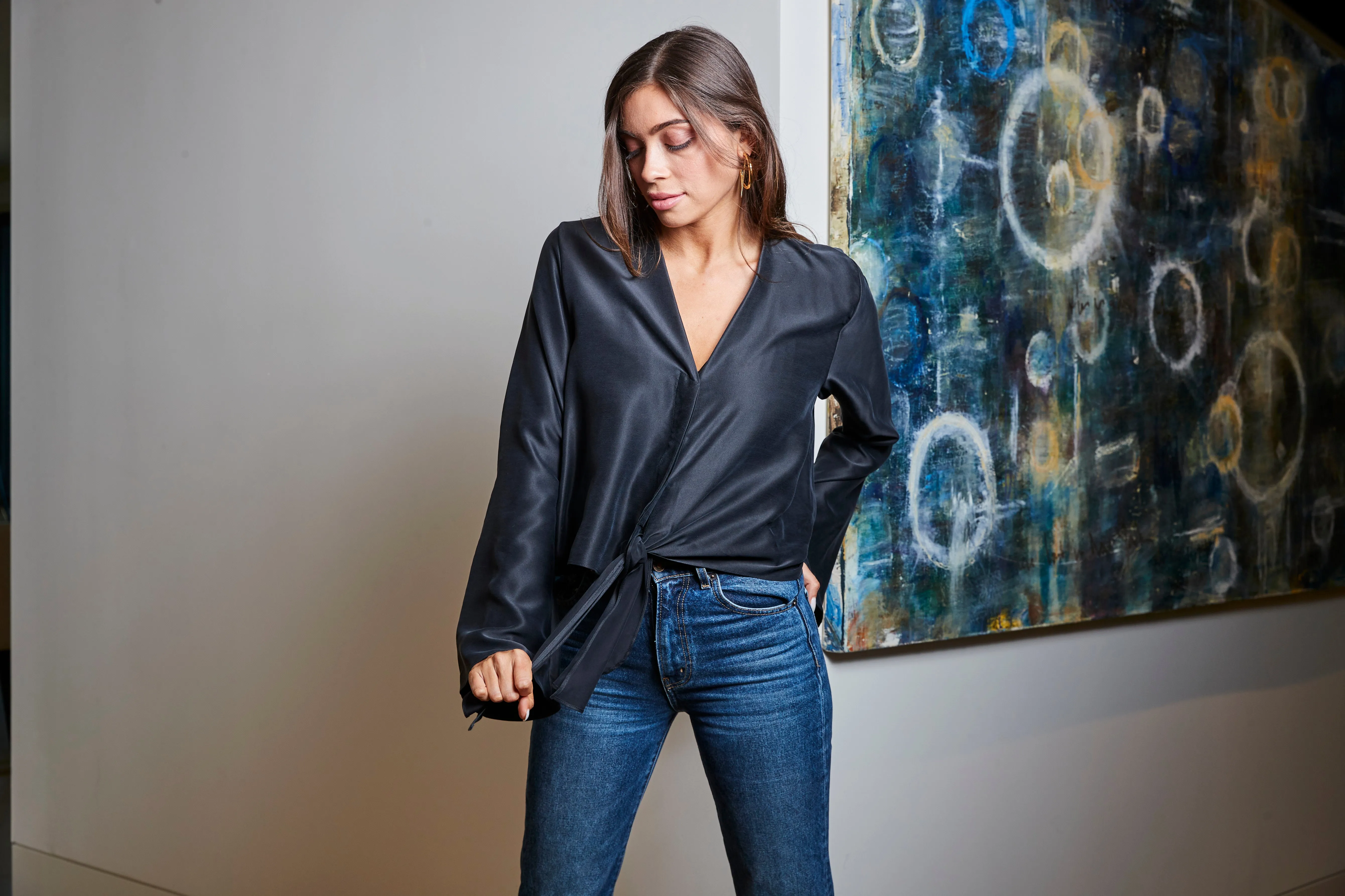 Eva front tie blouse