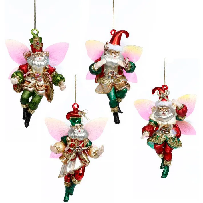 Fairy Santa Ornament 7.5" Set of 4 Assorted
