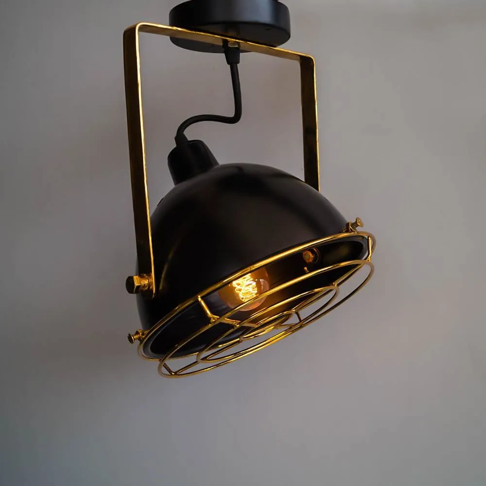 Flh102 Black Gold Low Ceiling Lamp Vintage Style Lighting