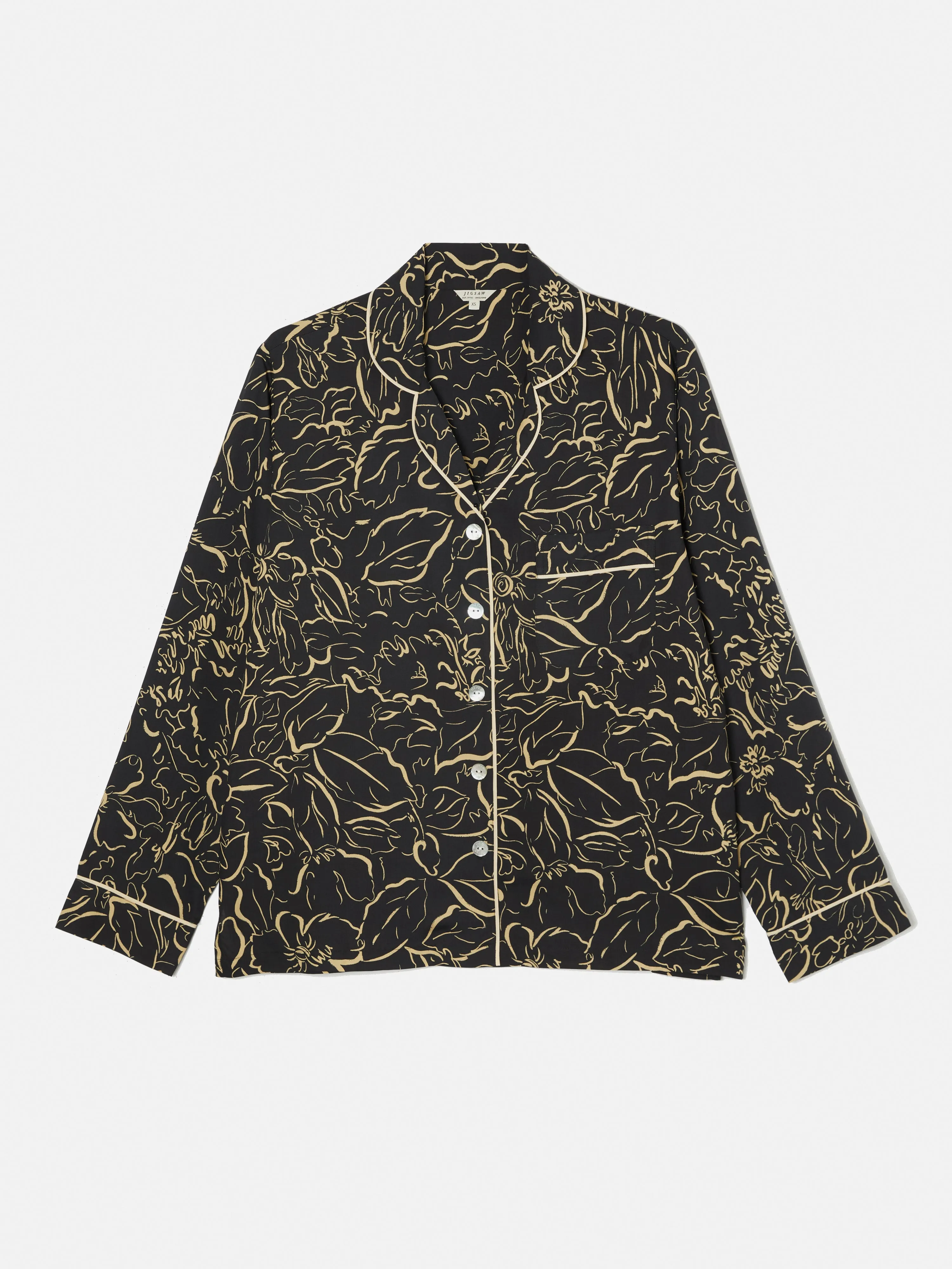 Floral Outline Pyjama | Black