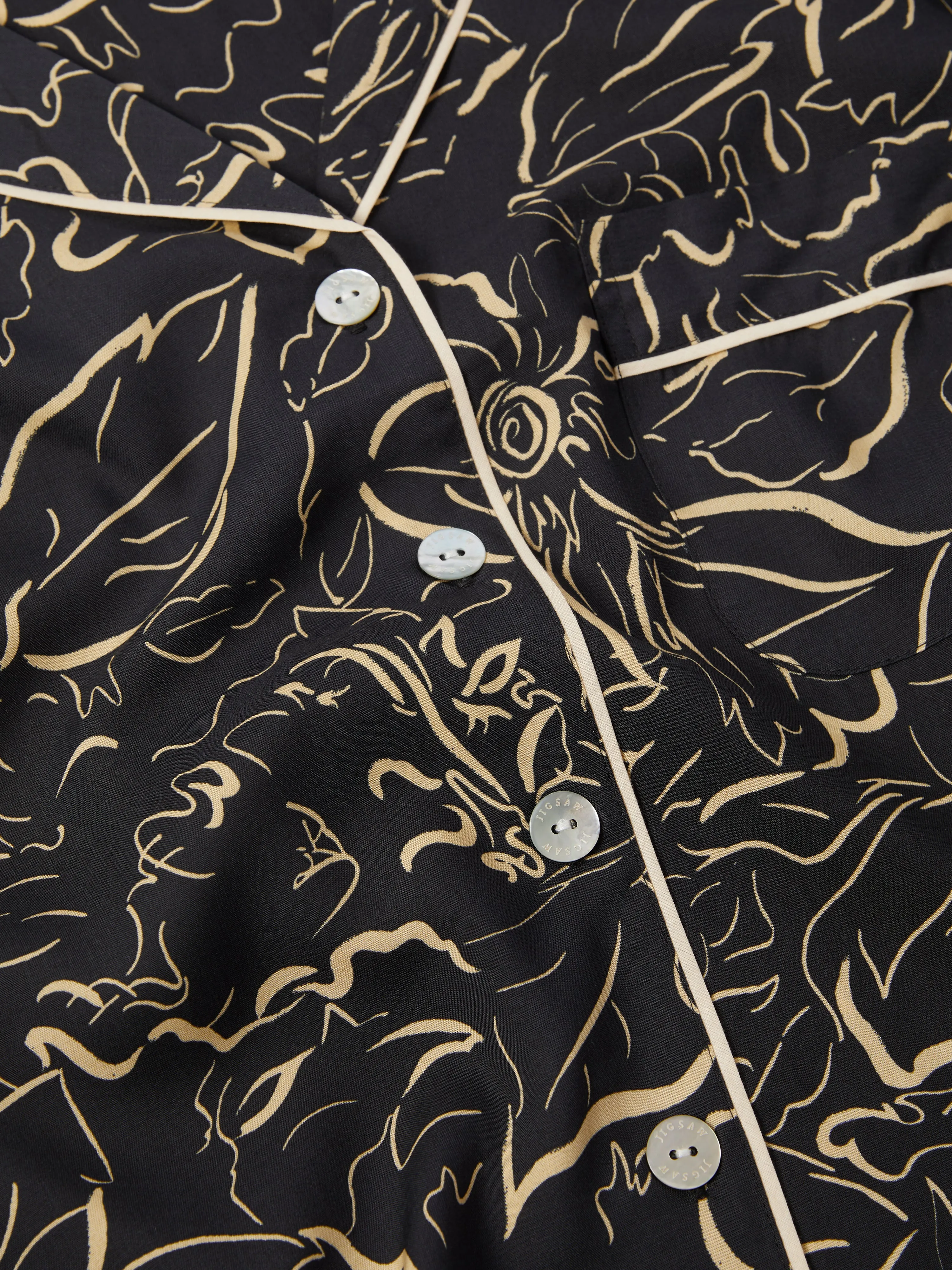 Floral Outline Pyjama | Black