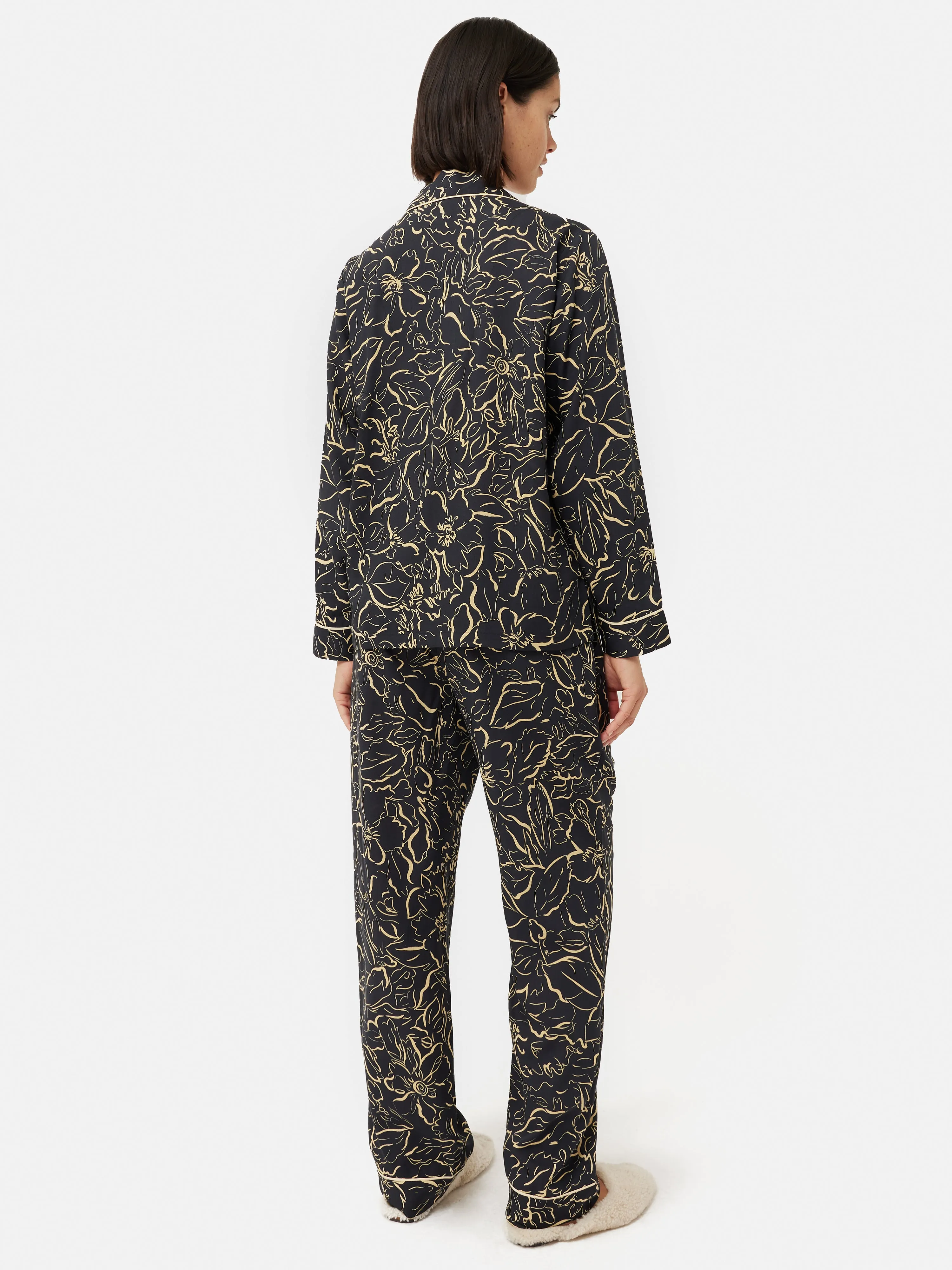 Floral Outline Pyjama | Black