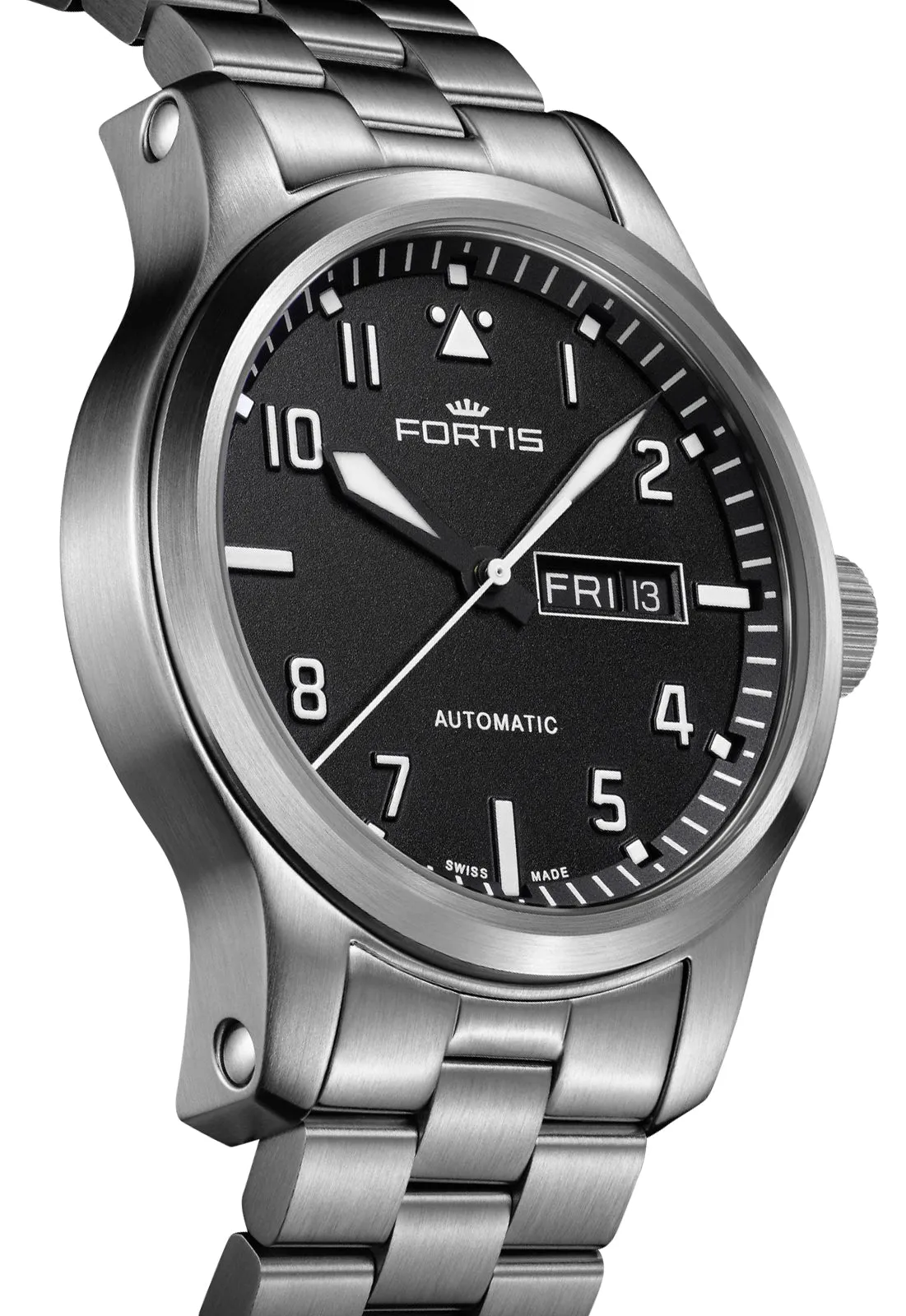 Fortis Aeromaster Automatic Mens Stainless Steel Black Dial Day/Date Diving Watch F4020008