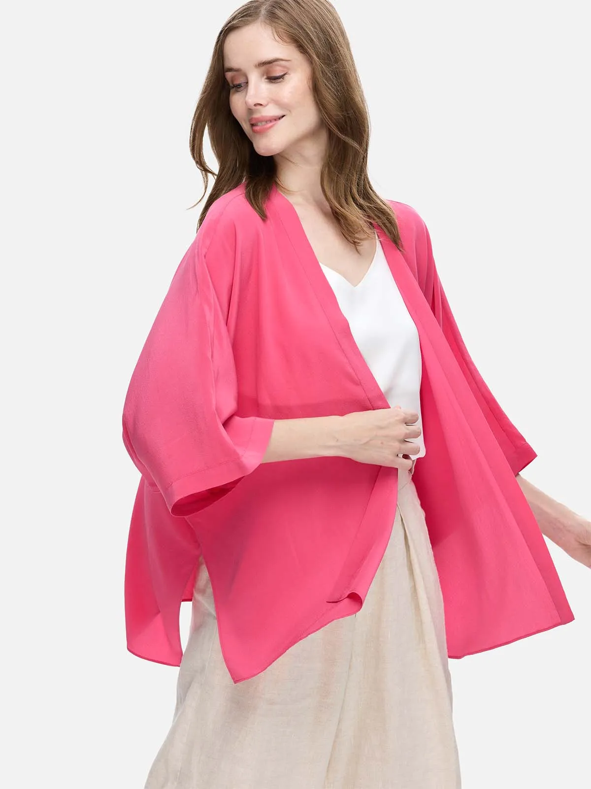 Fuchsia Silk Relax Cardigan