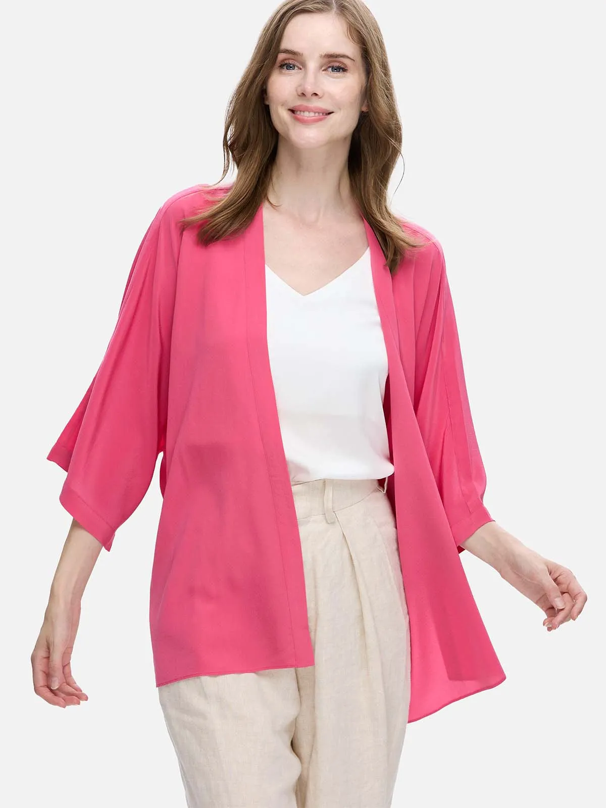 Fuchsia Silk Relax Cardigan