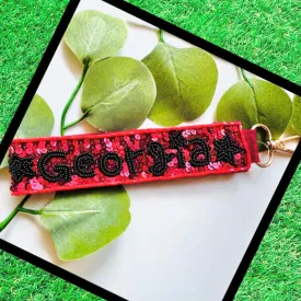 GEORGIA SEQUINS AND SEEDBEAD WRIST STRAP WITH GOLD LOBSTER CLASP