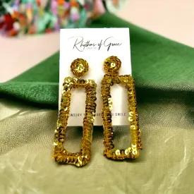 Gold Sequin Earrings - Gold Glitter, Gold Earrings, Handmade Earrings, Sequined Earrings, Gold Accessories