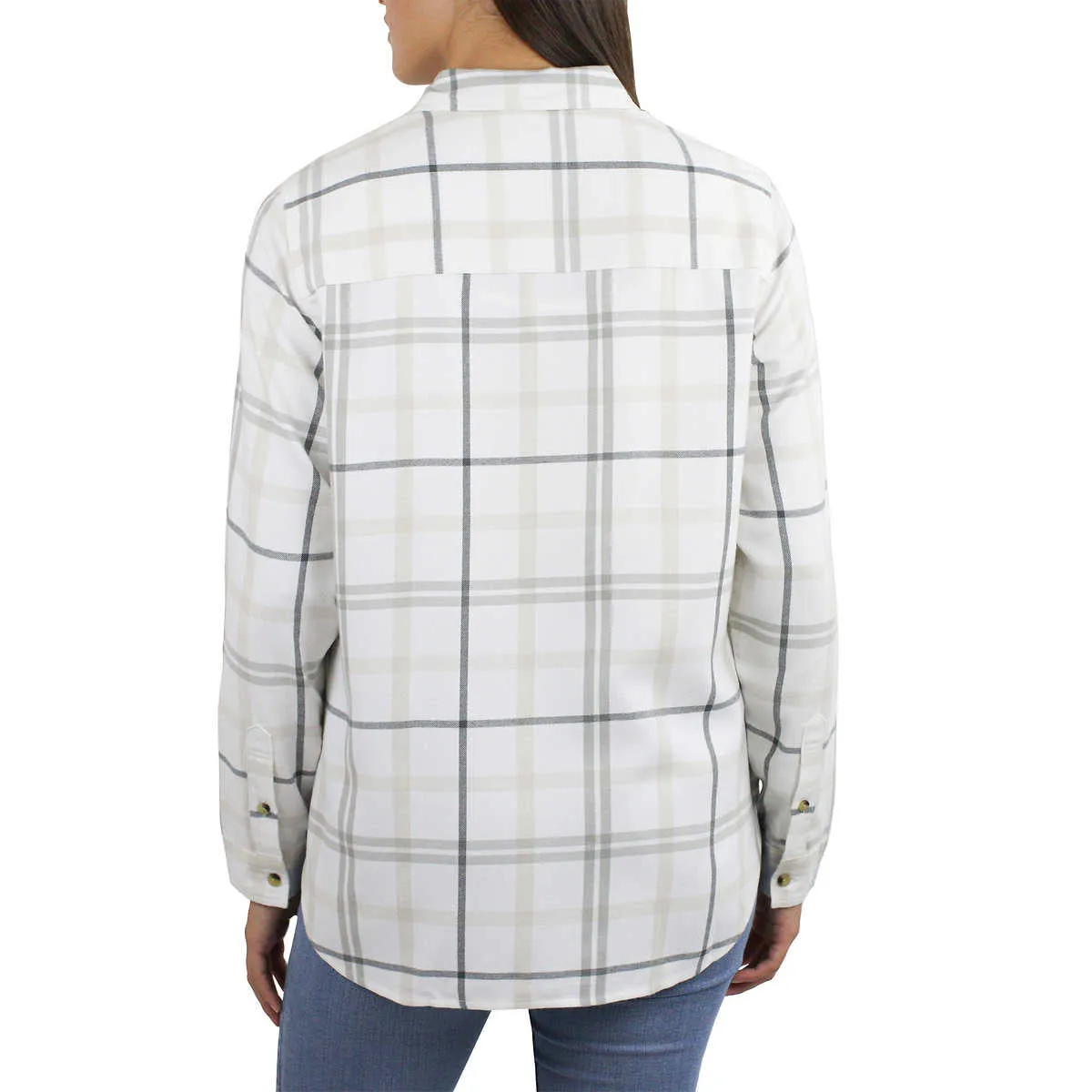 Jachs Girlfriend Women's' Super Soft Flannel Side Pockets Button Front Shirt