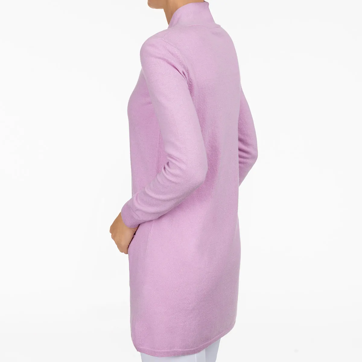 Long One Button Cardigan in Lav Pink