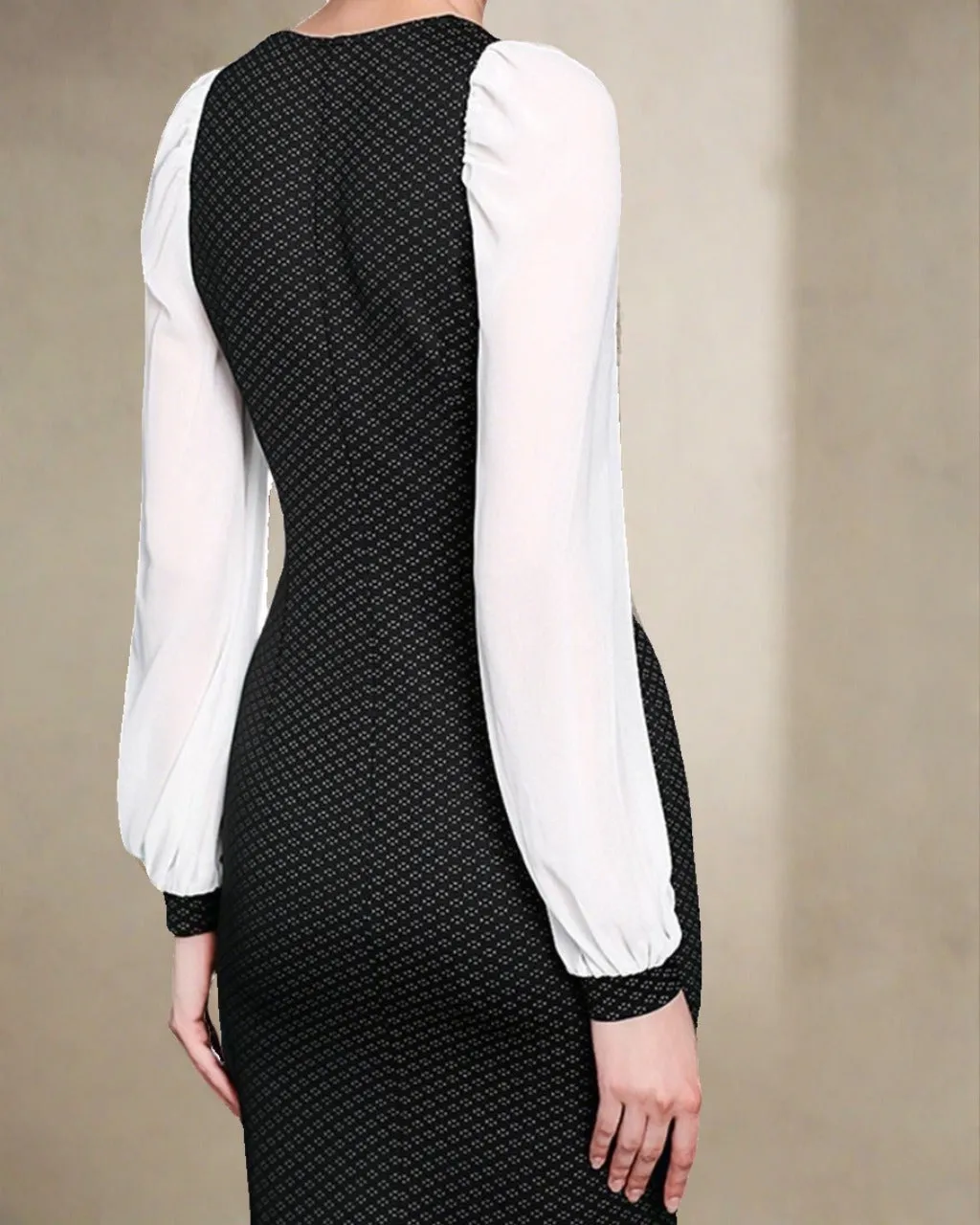Lyla Long Sleeve Black Mini Dress with Blouson Sleeves