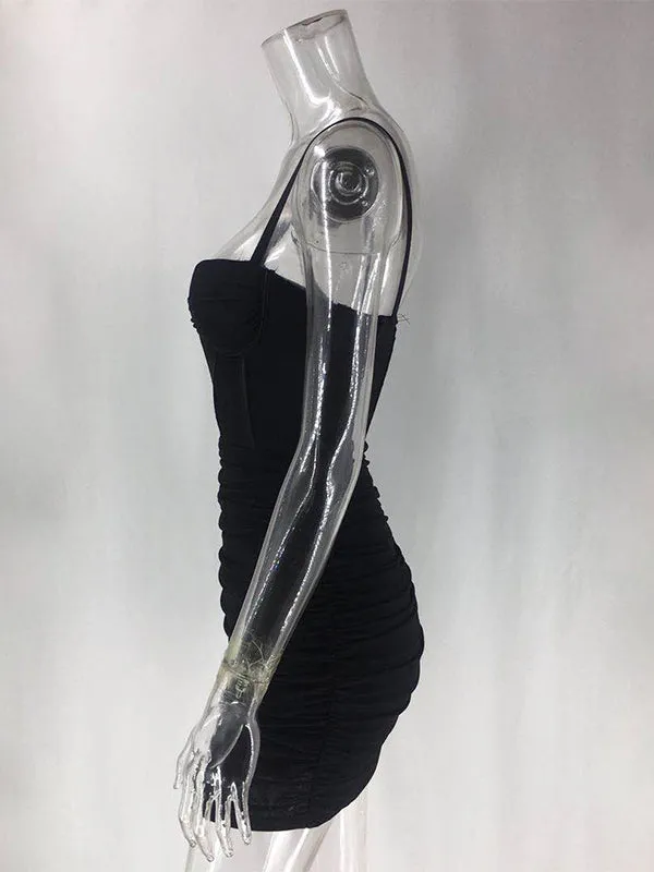 Momnfancy Black Ruched Fishbone Club Chic Bodycon Photoshoot Baby Shower Maternity Mini Dress
