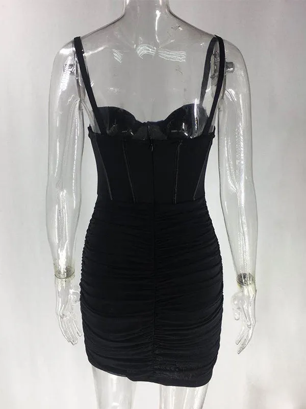 Momnfancy Black Ruched Fishbone Club Chic Bodycon Photoshoot Baby Shower Maternity Mini Dress