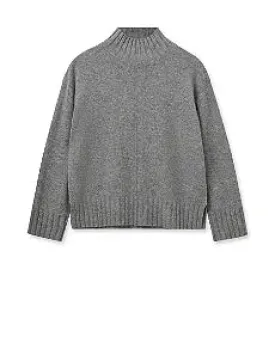 Mos Mosh Aima Cashmere High Neck Knit - Sharkskin
