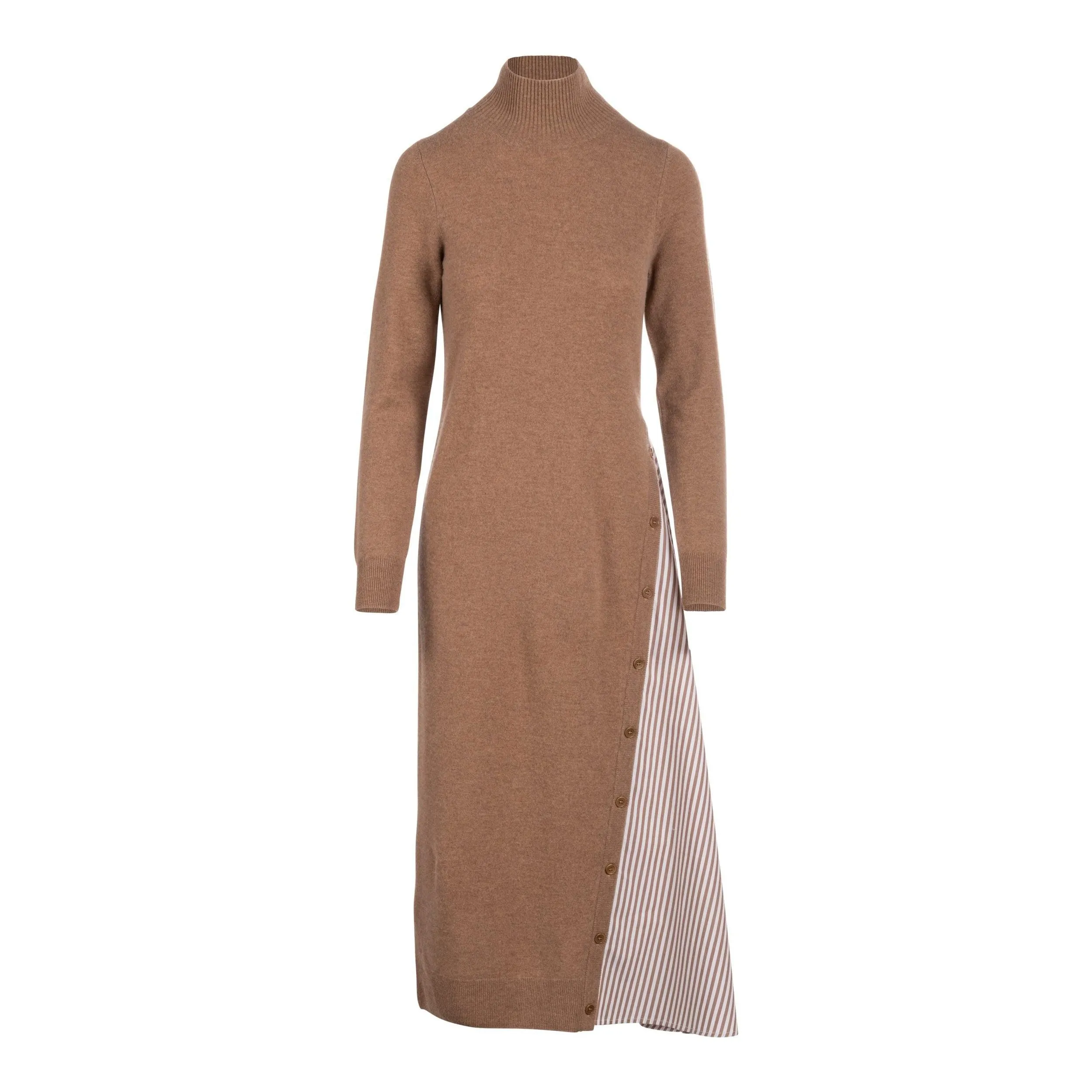 Luxurious Asymmetrical Wool-Cashmere Turtleneck Dress by Naadam