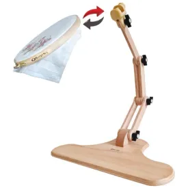 Nurge Wooden Embroidery Floor & Seated Stand 190-4 | Adjustable Beechwood Craft Stand