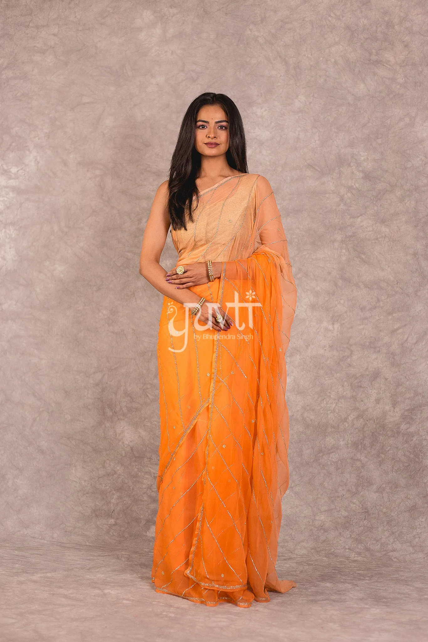 Pech Chiffon Saree