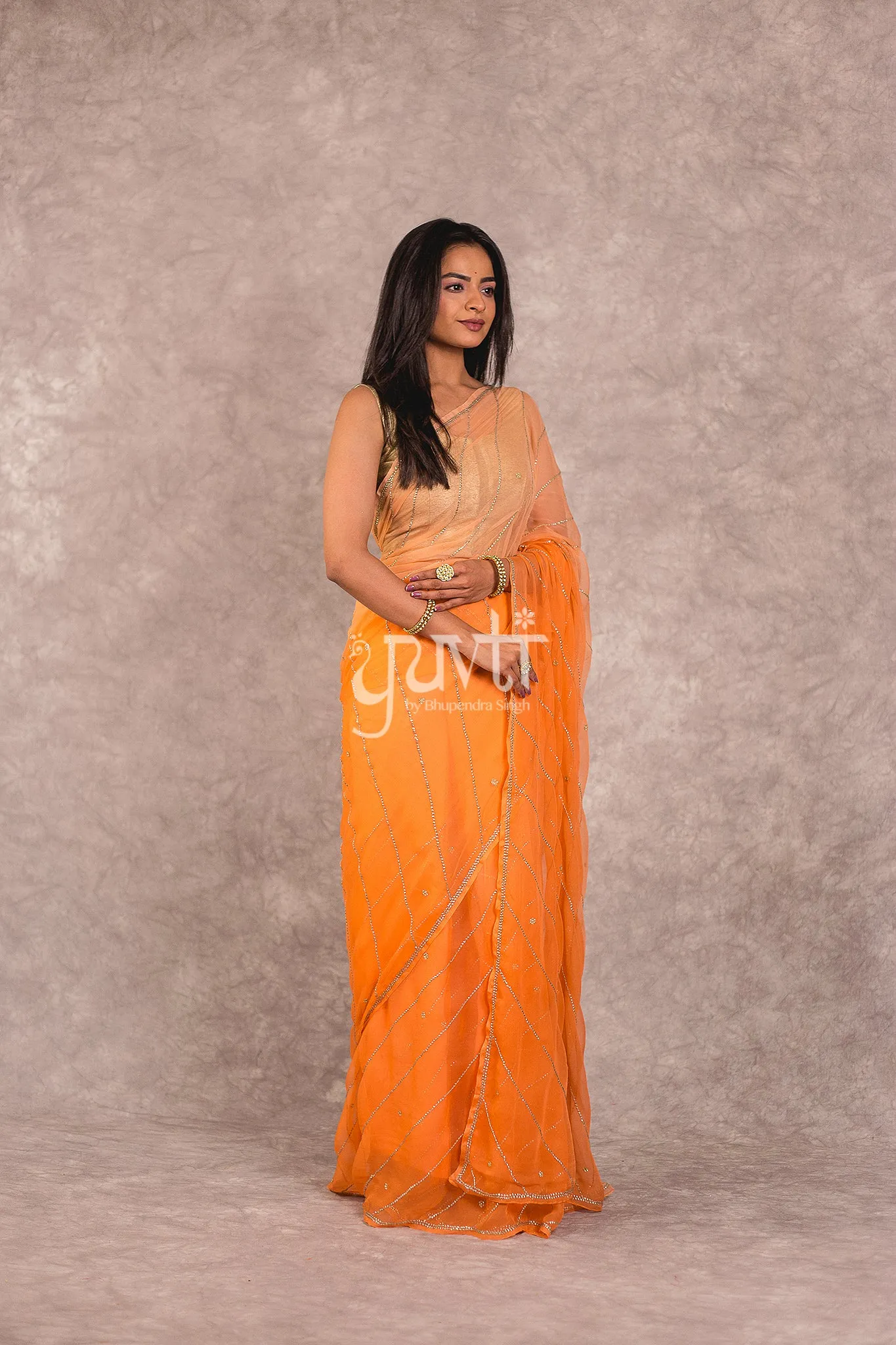 Pech Chiffon Saree