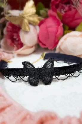 Petit Papillon Lace Butterfly Choker (Black)