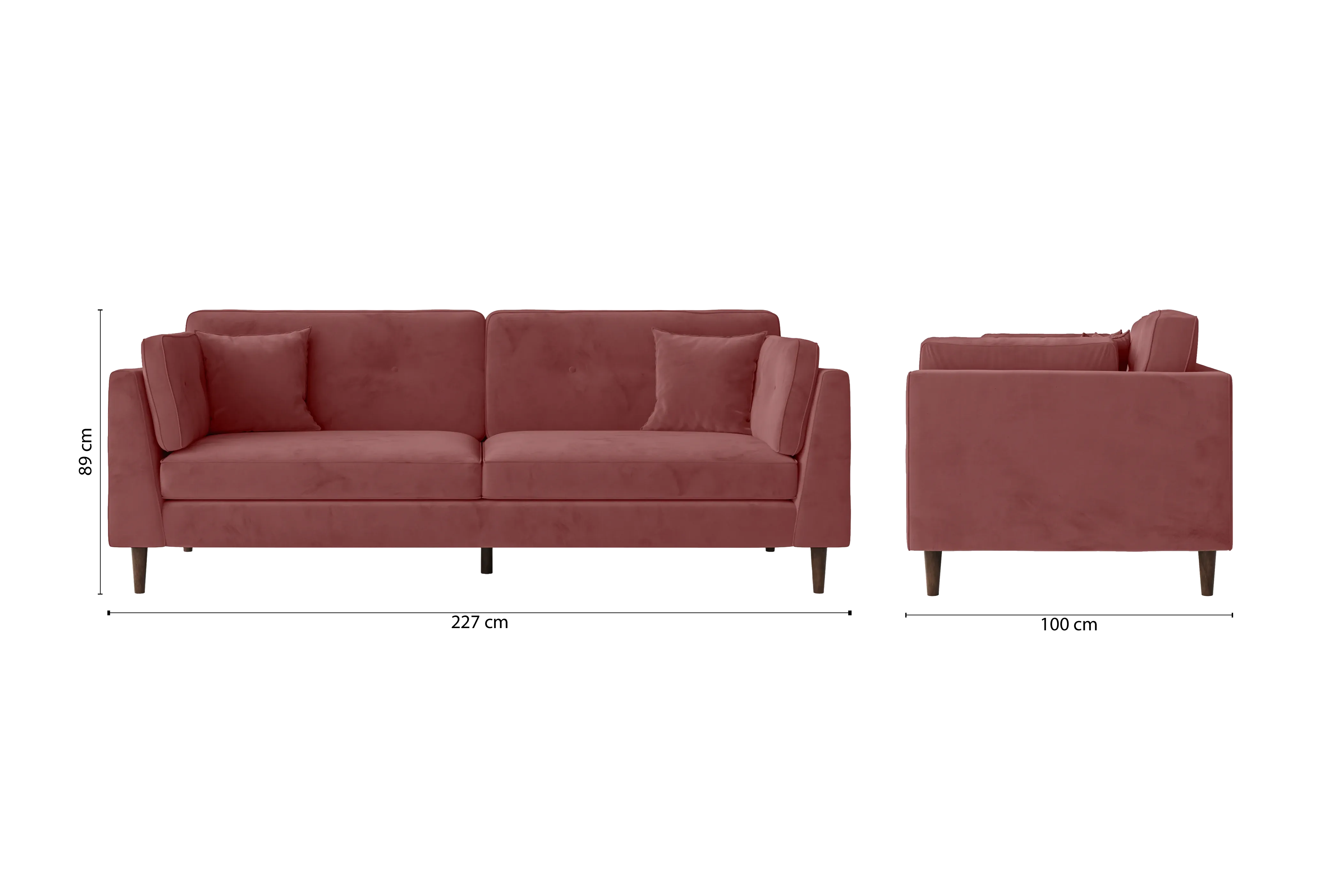 Ragusa 4 Seater Sofa Pink Velvet