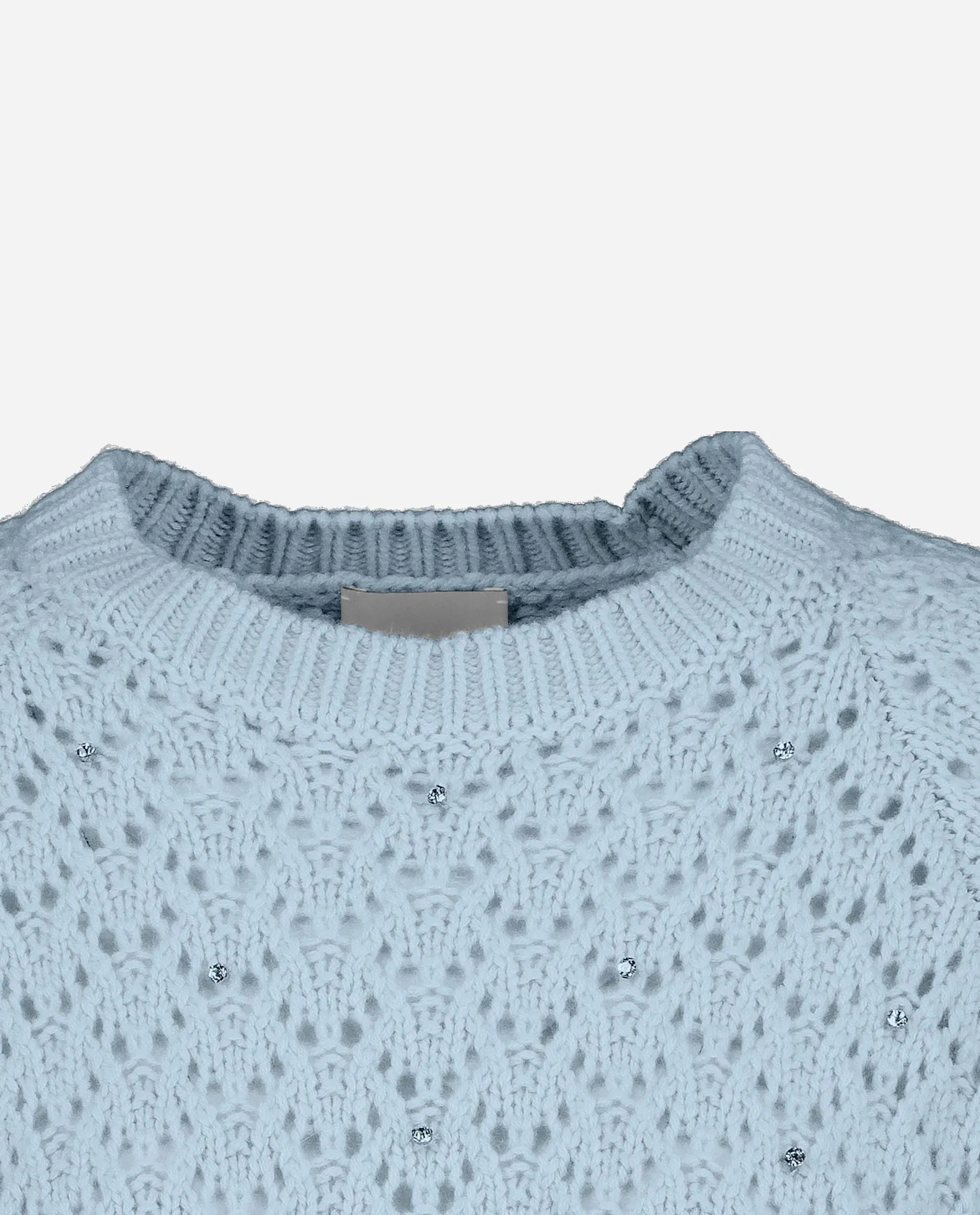 Rundhals Pullover aus Cashmere-Mischung in Blau