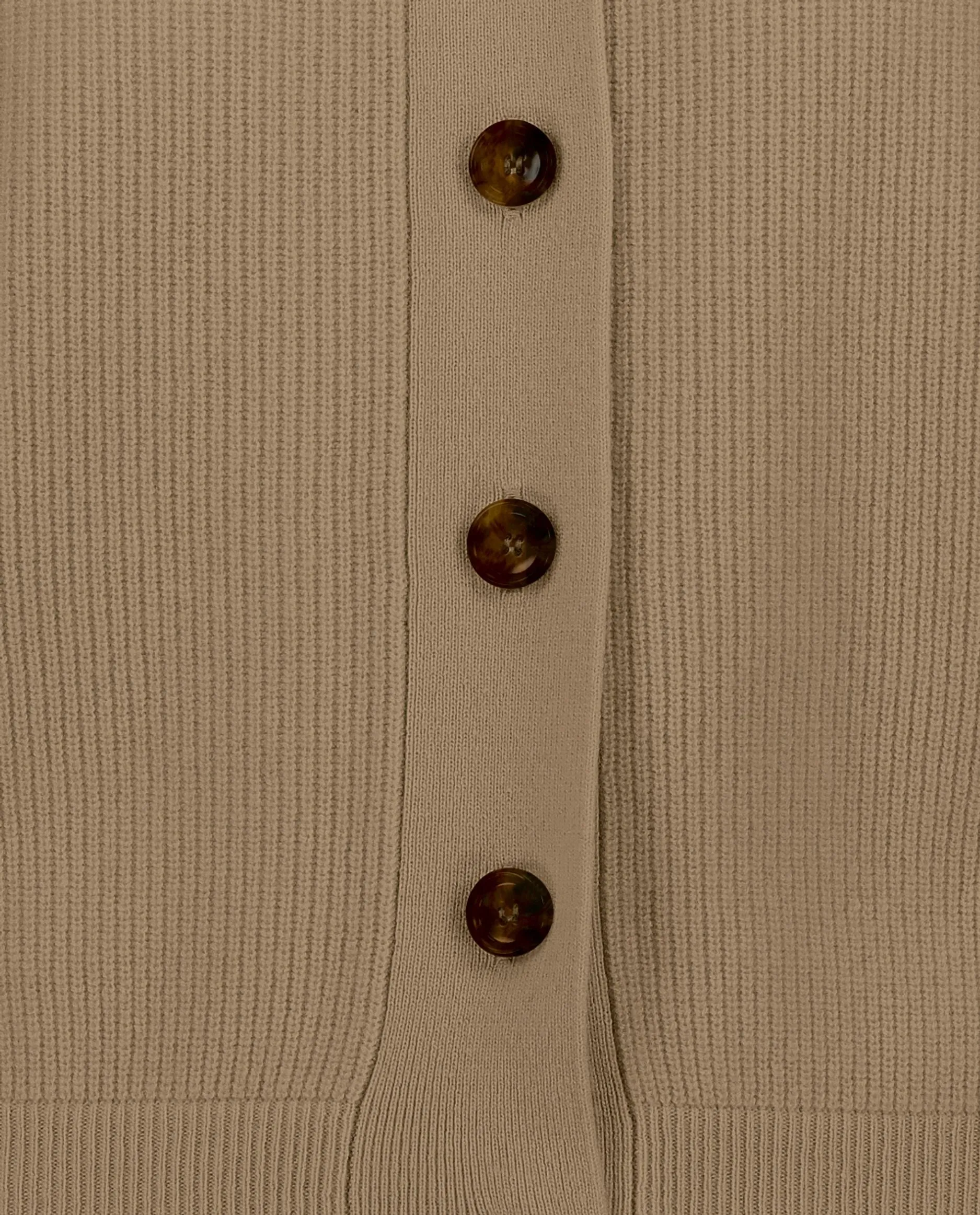 Rundhals Strickjacke aus Cashmere-Mischung in Beige
