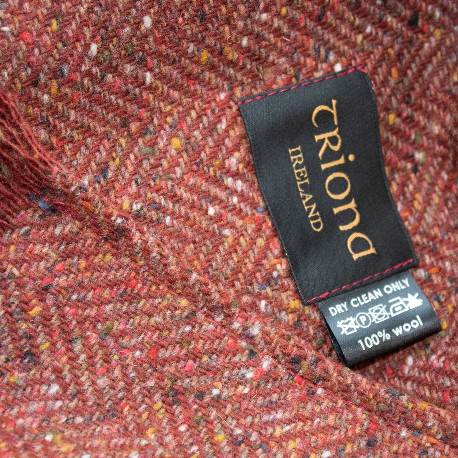 Rust Herringbone Donegal Tweed Blanket